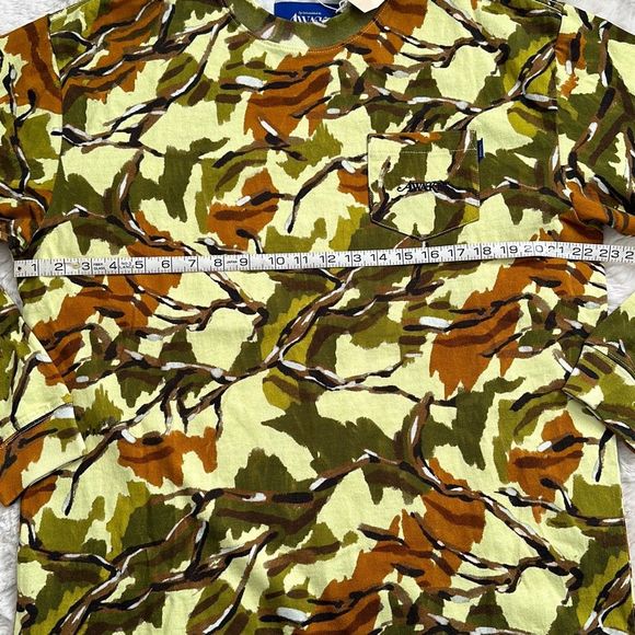 Awake NY Camo Printed Pocket Long Sleeve Tee Green Camo Size M - Picture 5 of 10